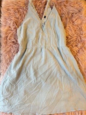 American Eagle Outfitters Light Blue Embroidered Mini Dress Plus Size XXL